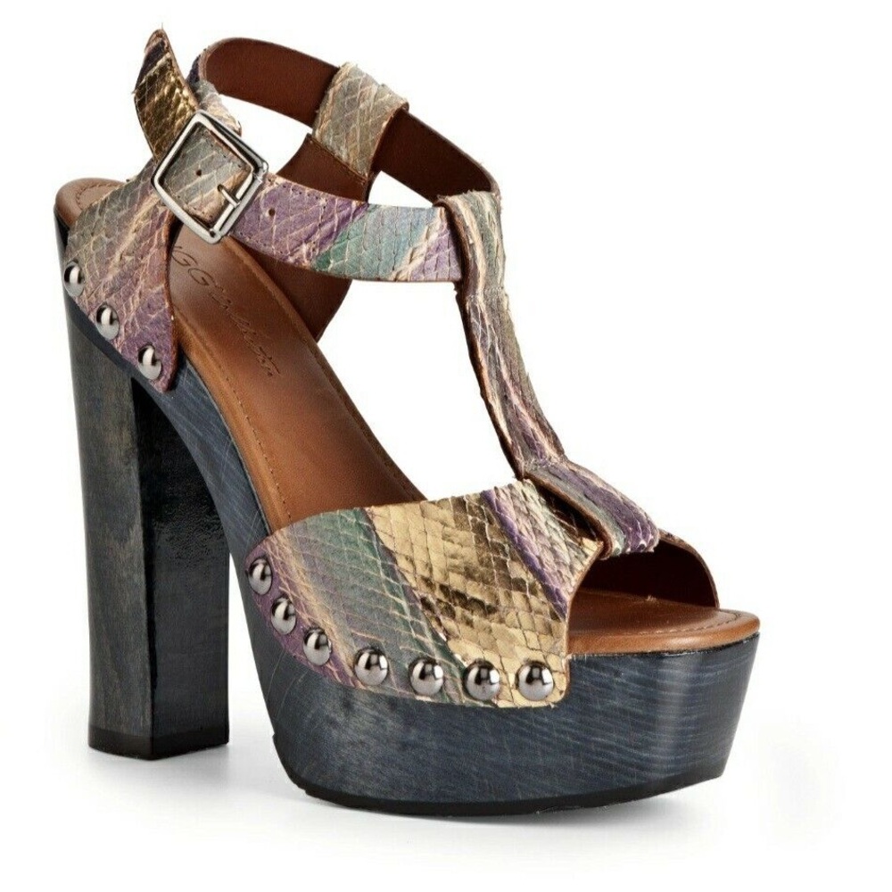 Ugg Collection Fiorella Leather Metallic Disco High Platform Shoes Womens 7